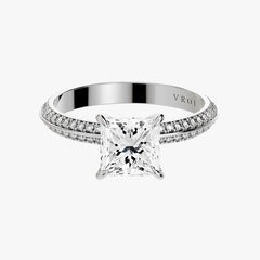 시그니처 프린세스 화이트 골드 파베 링