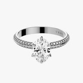 시그니처 오벌 화이트 골드 파베 링