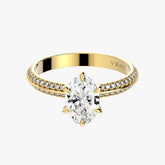 시그니처 오벌 옐로우 골드 파베 링