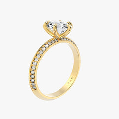 시그니처 오벌 옐로우 골드 파베 링