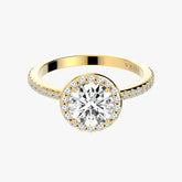 헤일로 라운드 브릴리언트 옐로우 골드 파베 링