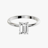 클래식 에메랄드 화이트 골드 링