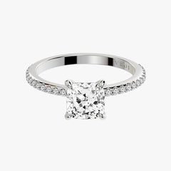 클래식 쿠션 화이트 골드 파베 링