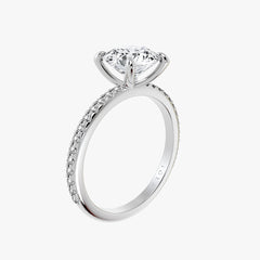 클래식 쿠션 화이트 골드 파베 링