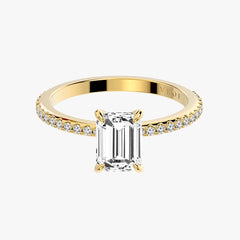 클래식 에메랄드 옐로우 골드 파베 링