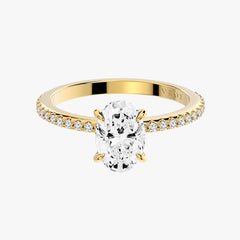 클래식 오벌 옐로우 골드 파베 링