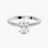 클래식 오벌 화이트 골드 파베 링