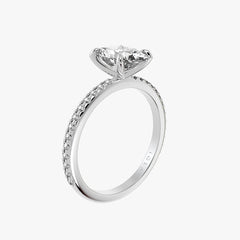 클래식 오벌 화이트 골드 파베 링