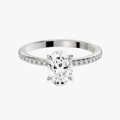 클래식 오벌 화이트 골드 파베 링