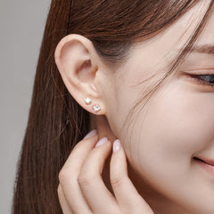 L.DIA 0.3ct 프린세스 화이트 골드 귀걸이