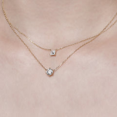 L.DIA 0.5ct 프린세스 옐로우 골드 목걸이