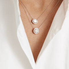 헤일로 라운드 브릴리언트 옐로우 골드 네크리스