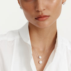 헤일로 라운드 브릴리언트 옐로우 골드 네크리스