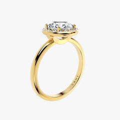 헤일로 라운드 브릴리언트 옐로우 골드 링