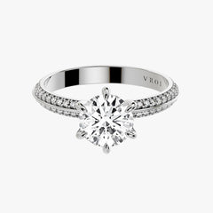 시그니처 라운드 브릴리언트 화이트 골드 파베 링