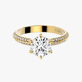 시그니처 라운드 브릴리언트 옐로우 골드 파베 링