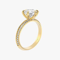 시그니처 라운드 브릴리언트 옐로우 골드 파베 링