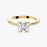 클래식 라운드 브릴리언트 옐로우 골드 파베 링