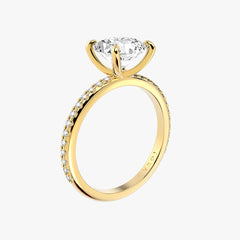 클래식 라운드 브릴리언트 옐로우 골드 파베 링