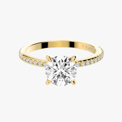 클래식 라운드 브릴리언트 옐로우 골드 파베 링