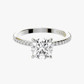 클래식 라운드 브릴리언트 화이트 골드 파베 링