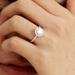 헤일로 라운드 브릴리언트 옐로우 골드 파베 링