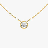 베젤 솔리테어 라운드 옐로우 골드 네크리스