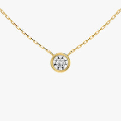 베젤 솔리테어 라운드 옐로우 골드 네크리스