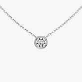 베젤 솔리테어 라운드 화이트 골드 네크리스