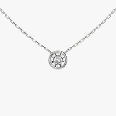 베젤 솔리테어 라운드 화이트 골드 네크리스