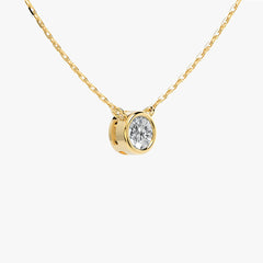 베젤 솔리테어 라운드 옐로우 골드 네크리스