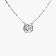 베젤 솔리테어 라운드 화이트 골드 네크리스