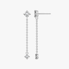 듀오 드롭 화이트 골드 이어링