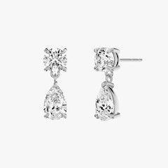 시그니처 화이트 골드 드롭 이어링