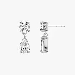 시그니처 화이트 골드 드롭 이어링
