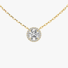 헤일로 라운드 브릴리언트 옐로우 골드 네크리스