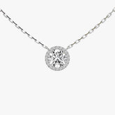 헤일로 라운드 브릴리언트 화이트 골드 네크리스