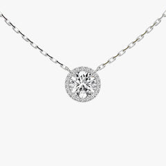 헤일로 라운드 브릴리언트 화이트 골드 네크리스