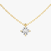 솔리테어 라운드 브릴리언트 옐로우 골드 펜던트 네크리스