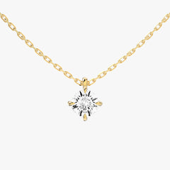 솔리테어 라운드 브릴리언트 옐로우 골드 펜던트 네크리스