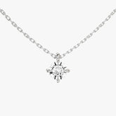 솔리테어 라운드 브릴리언트 화이트 골드 펜던트 네크리스