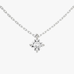 솔리테어 라운드 브릴리언트 화이트 골드 펜던트 네크리스