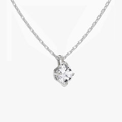 솔리테어 라운드 브릴리언트 화이트 골드 펜던트 네크리스