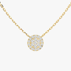 파베 라운드 옐로우 골드 목걸이