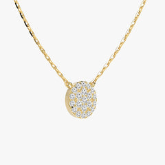 파베 라운드 옐로우 골드 목걸이
