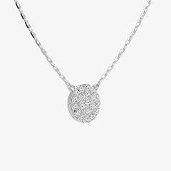 파베 라운드 화이트 골드 목걸이