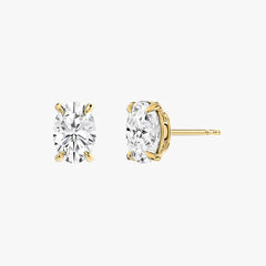 솔리테어 오벌 옐로우 골드 이어링