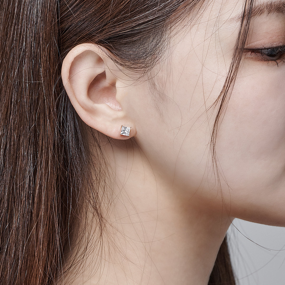 L.DIA 0.5ct 프린세스 화이트 골드 귀걸이
